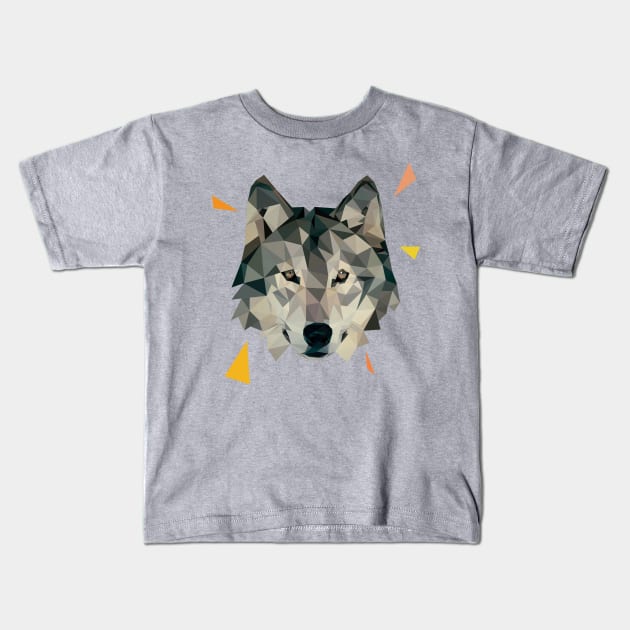 triangle wolf Kids T-Shirt by gazonula